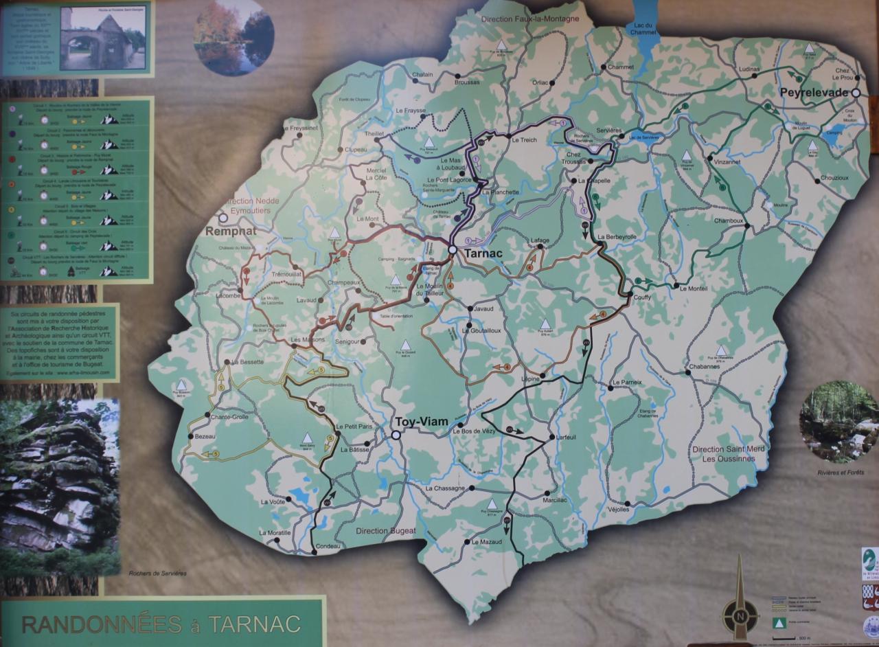 Plan des randonnées de Tarnac